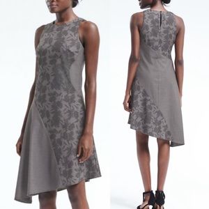 Banana Republic Floral Dress Wool Blend Bias Cut Asymmetrical Sleeveless 10 P